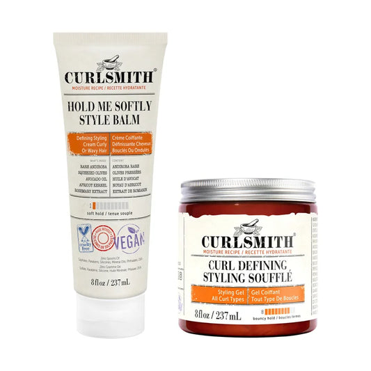 Curlsmith Hold Me Softly Style Balm, 8 fl oz + Curl Defining Styling Souffle, 8 fl oz Set