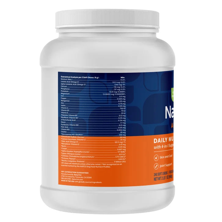 NaturVet Daily Multi-Vitamin All-In-One Supplement for Dogs, Bacon and Chicken Flavor, 240-count