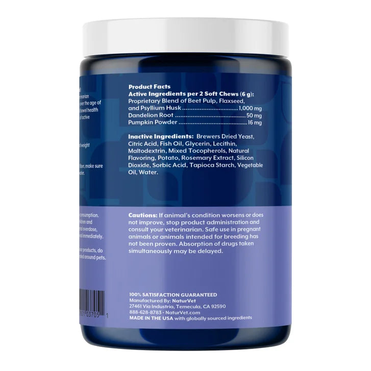 NaturVet No Scoot Stool & Bowel Supplements for Dogs, Hickory Smoked Bacon Flavor, 120-count