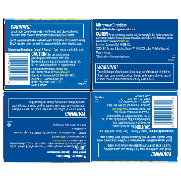 Ziploc Slider Storage Bag, Variety Pack, 144-count