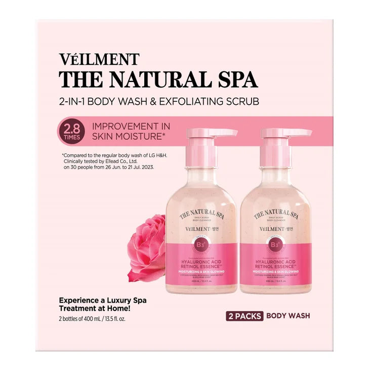 VEILMENT The Natural Spa 2-In-1 Body Wash & Exfoliating Scrub, 13.5 fl oz, 2-pack