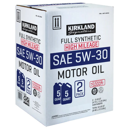 Kirkland Signature 5W-30 High Mileage Full Synthetic Motor Oil, 5-Quart 2-pack
