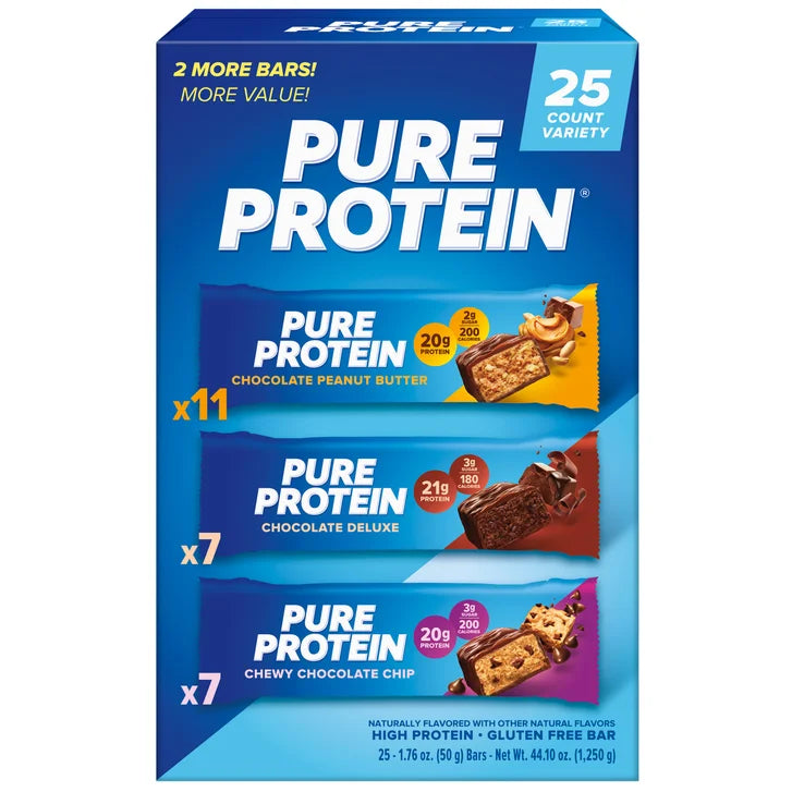 Pure Protein Bars, Variety Pack, 1.76 oz, 25-count