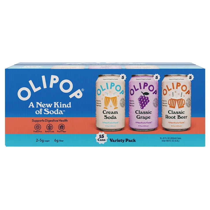 Olipop Soda, Variety Pack, 12 fl oz 15-count