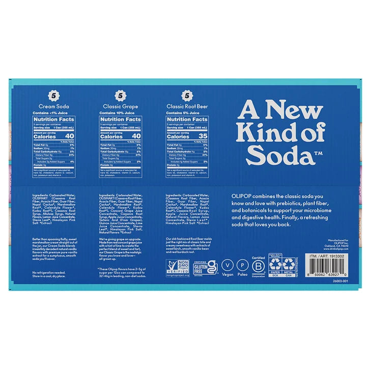 Olipop Soda, Variety Pack, 12 fl oz 15-count