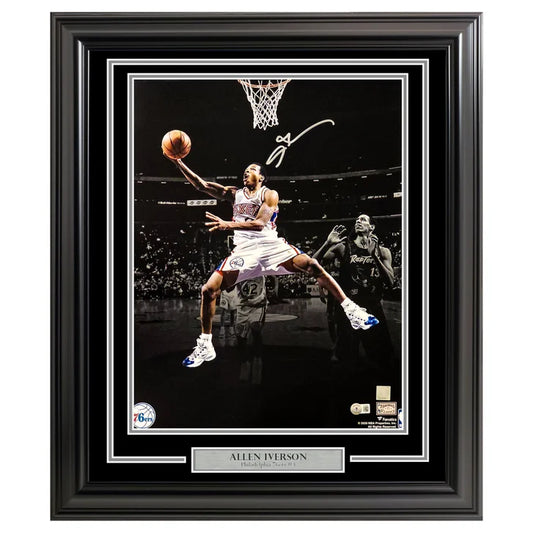 Allen Iverson Autographed Framed 16” x 20” Photo Philadelphia 76ers - Beckett Authenticated