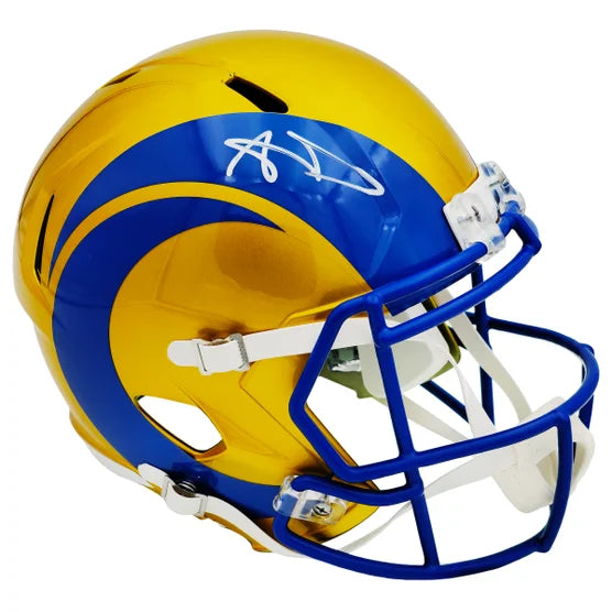 Aaron Donald Los Angeles Rams Autographed Flash Yellow Full Size Replica Speed Helmet - Beckett Authenticated