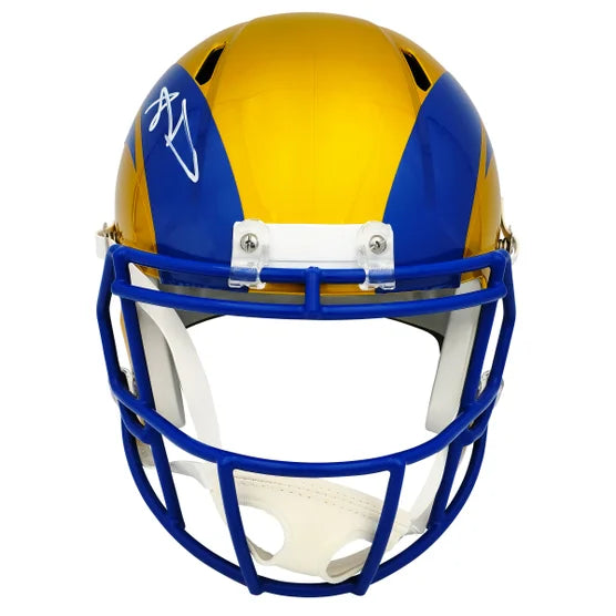 Aaron Donald Los Angeles Rams Autographed Flash Yellow Full Size Replica Speed Helmet - Beckett Authenticated