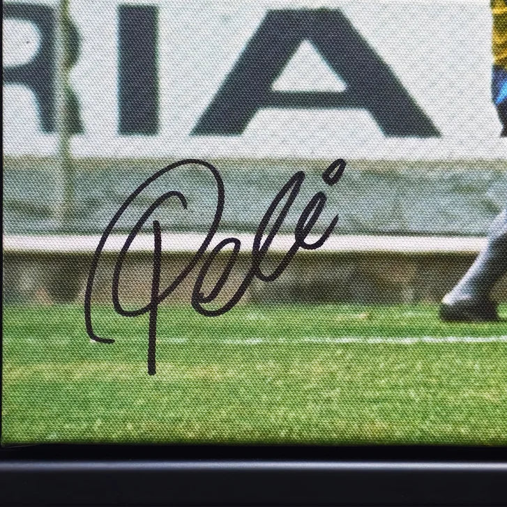 Pelé & Gordon Banks Autographed Framed Canvas Photo "The Greatest Save" 1970 World Cup - Beckett Authenticated
