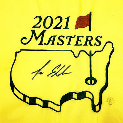 Lee Elder Autographed Framed Yellow 2021 Masters Golf Pin Flag - Beckett Authenticated
