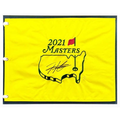 Hideki Matsuyama Autographed Framed Yellow 2021 Masters Golf Pin Flag - Beckett Authenticated