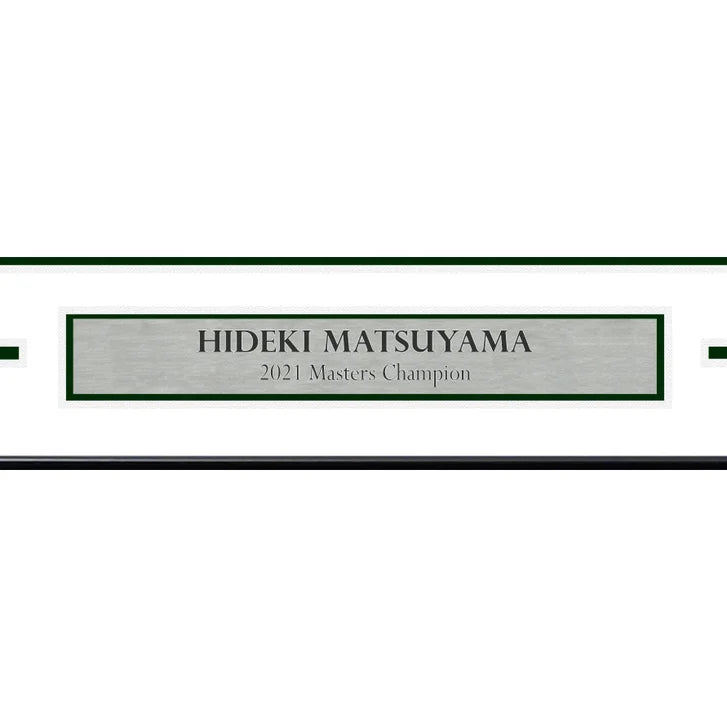 Hideki Matsuyama Autographed Framed Yellow 2021 Masters Golf Pin Flag - Beckett Authenticated