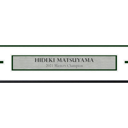 Hideki Matsuyama Autographed Framed Yellow 2021 Masters Golf Pin Flag - Beckett Authenticated