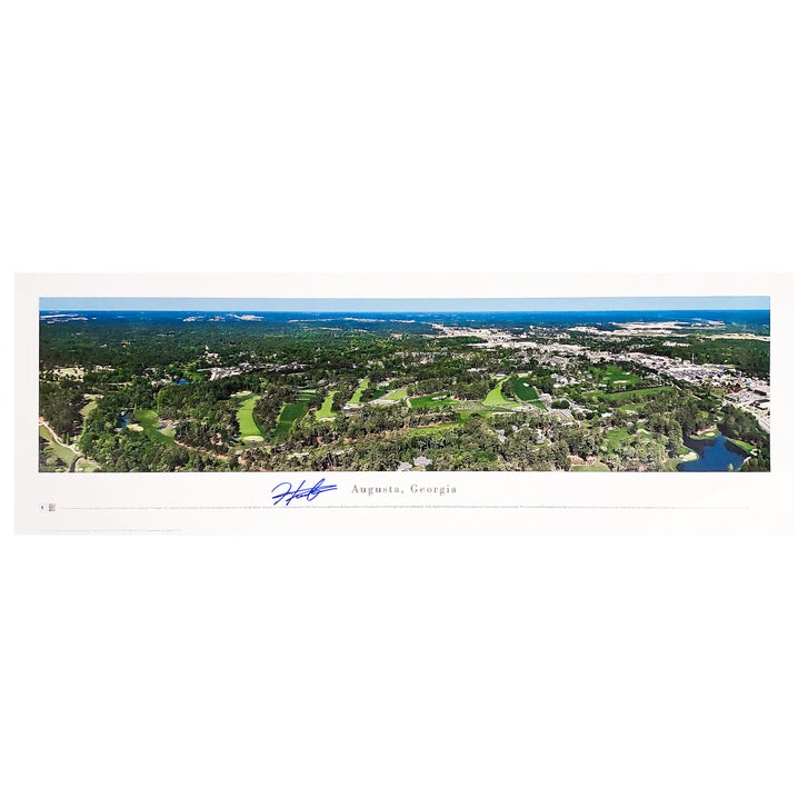 Hideki Matsuyama Autographed Framed Panoramic Photo 2021 Augusta Masters - Beckett Authenticated