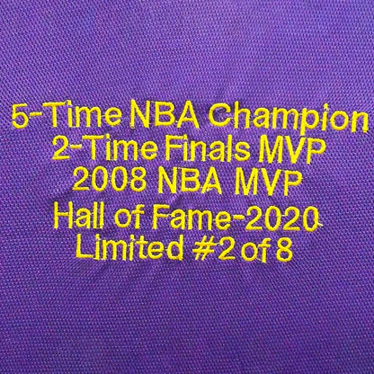 Kobe Bryant Autographed Framed Purple and Yellow Stat Jersey #2/8 - PSA and Beckett Authenticated