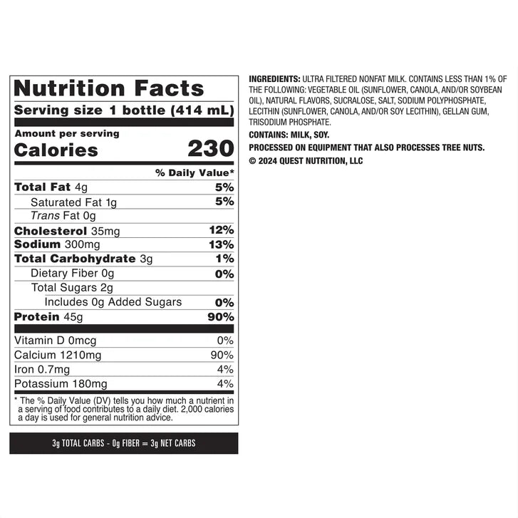 Quest Nutrition 45g Protein Milkshake, 14 fl oz, 12-pack