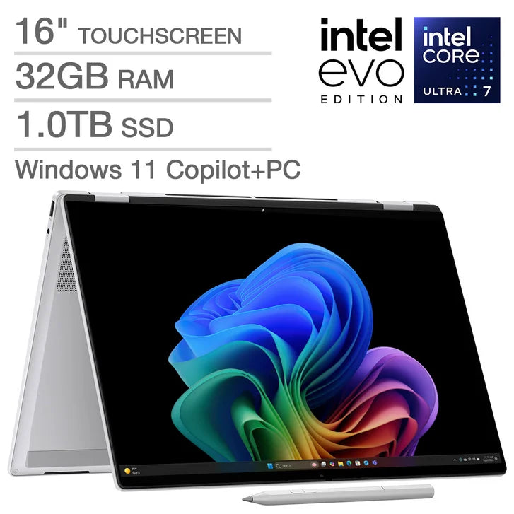 HP OmniBook 7 Flip 16" 2-in-1 AI Laptop - Intel Evo Platform Powered by Intel Core Ultra 7 258V - Copilot+ PC - 3K OLED Touchscreen - 32GB Memory - 1TB SSD - Windows 11 Home