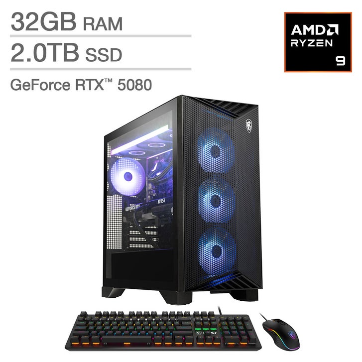 MSI Aegis Gaming Desktop – AMD Ryzen 9 9900X – GeForce RTX 5080 – Windows 11 Home - 32GB RAM - 2TB SSD