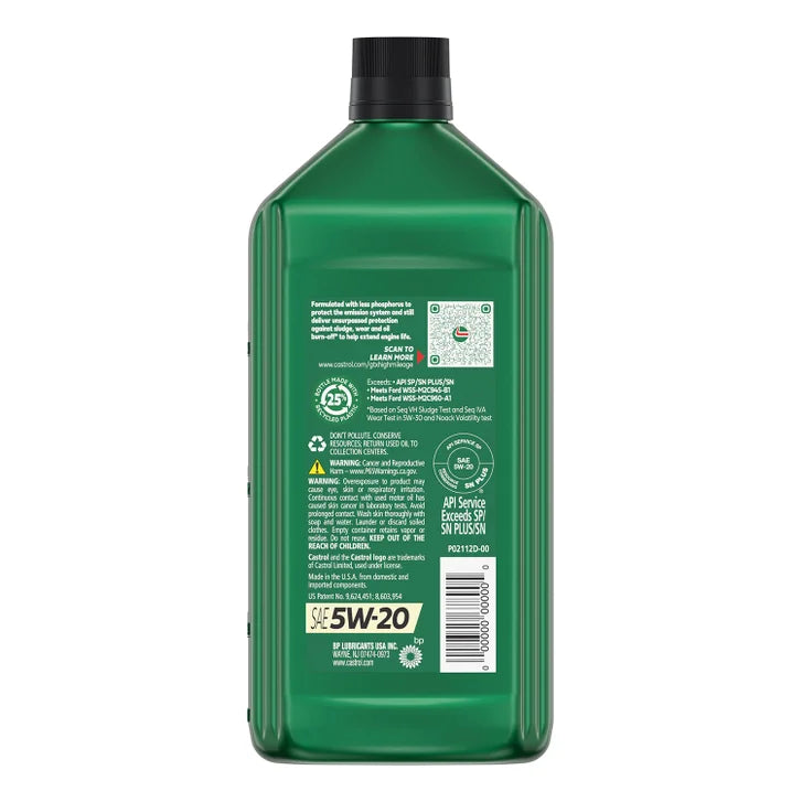 Castrol GTX High Mileage 5W-20 Synthetic Blend Motor Oil 1-Quart, 6-Pack