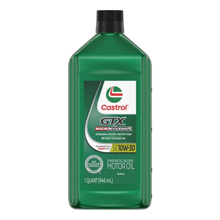 Castrol GTX High Mileage 10W-30 Synthetic Blend Motor Oil 1-Quart, 6-Pack