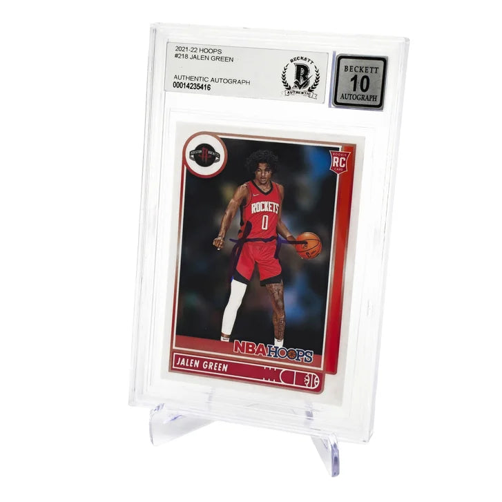 Jalen Green Autographed 2021-22 NBA Hoops Rookie Card #218 Houston Rockets - Beckett Authenticated