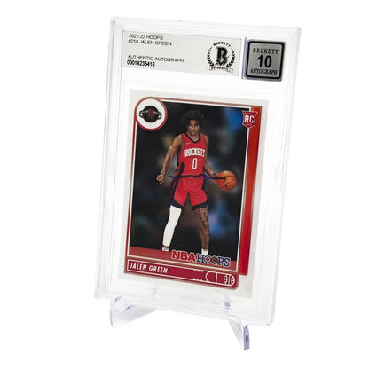 Jalen Green Autographed 2021-22 NBA Hoops Rookie Card #218 Houston Rockets - Beckett Authenticated