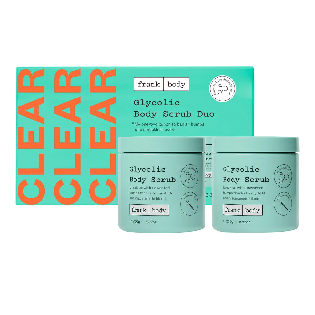 frank body Glycolic Body Scrub, 8.82 fl oz, 2-pack