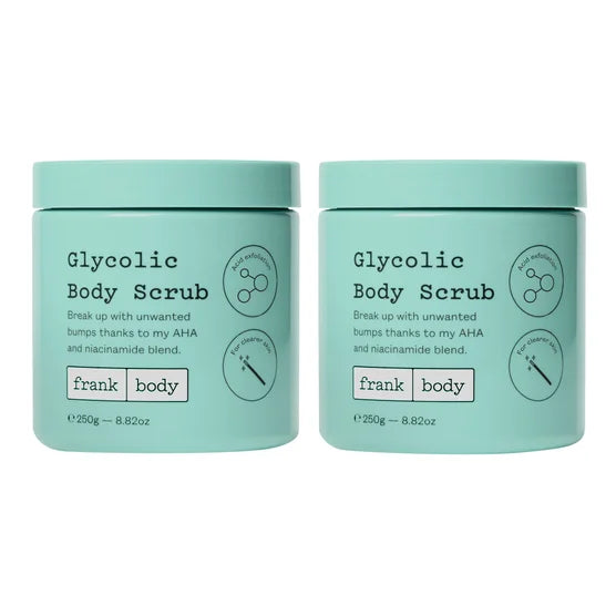 frank body Glycolic Body Scrub, 8.82 fl oz, 2-pack