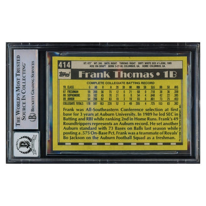 Frank Thomas Autographed 1990 Topps Rookie Card #414 Chicago White Sox - Beckett Authenticated