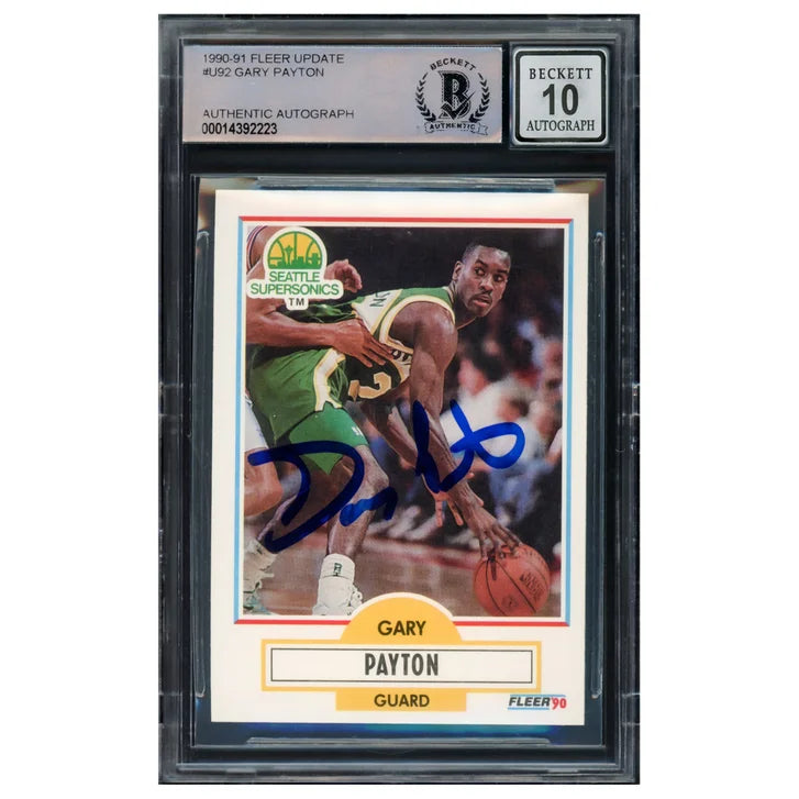 Gary Payton Autographed 1990-91 Fleer Update Rookie Card #U-92 Seattle Supersonics - Beckett Authenticated