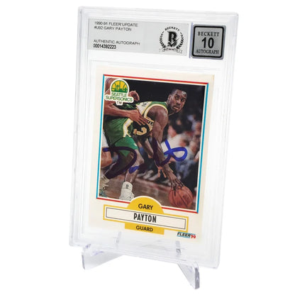 Gary Payton Autographed 1990-91 Fleer Update Rookie Card #U-92 Seattle Supersonics - Beckett Authenticated
