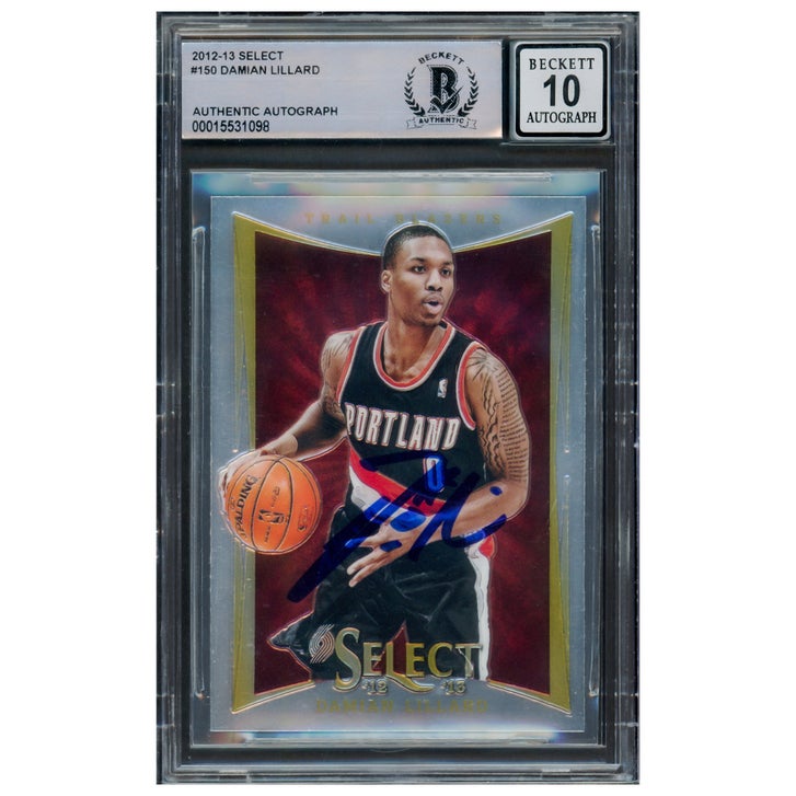 Damian Lillard Autographed 2012-13 Panini Select Rookie Card #150 Portland Trail Blazers - Beckett Authenticated