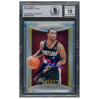 Damian Lillard Autographed 2012-13 Panini Select Rookie Card #150 Portland Trail Blazers - Beckett Authenticated