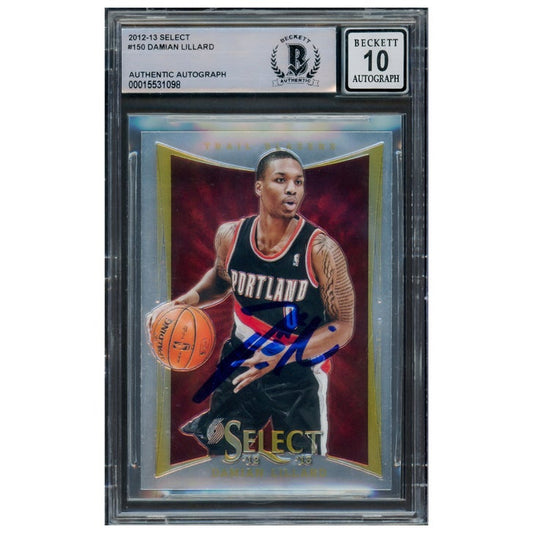 Damian Lillard Autographed 2012-13 Panini Select Rookie Card #150 Portland Trail Blazers - Beckett Authenticated