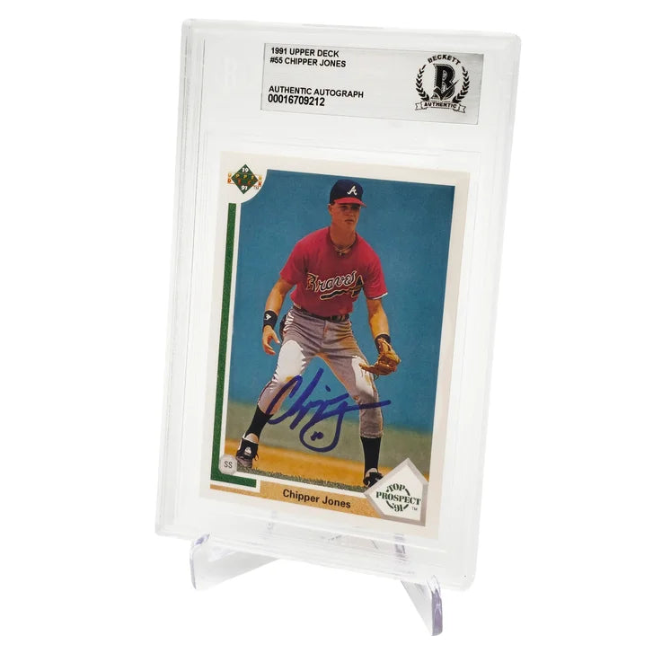 Chipper Jones Autographed 1991 Upper Deck Rookie Card #55 Atlanta Braves - Beckett Authenticated