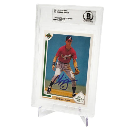 Chipper Jones Autographed 1991 Upper Deck Rookie Card #55 Atlanta Braves - Beckett Authenticated