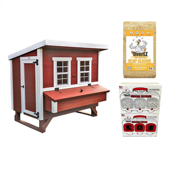 OverEZ Classic Large Chicken Coop with Feeder, Waterer, and Bedding