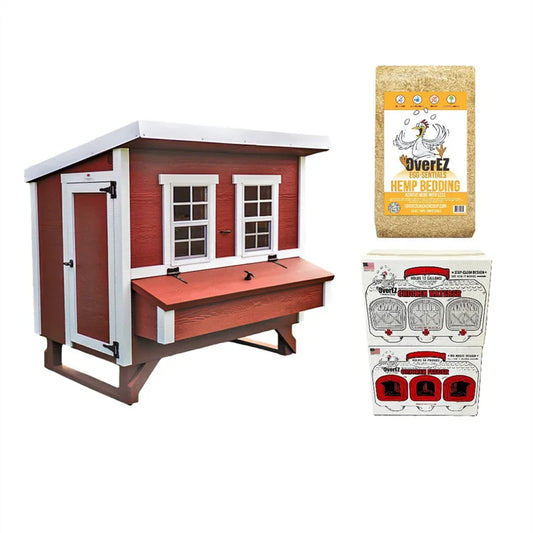 OverEZ Classic Large Chicken Coop with Feeder, Waterer, and Bedding