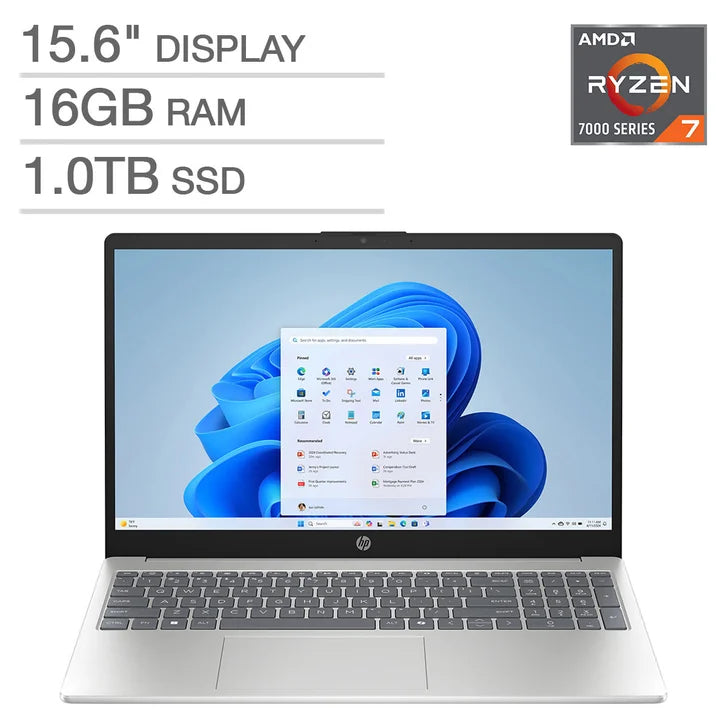 HP 15.6" FHD Touchscreen Laptop - AMD Ryzen 7 7730u Processor - 1920 x 1080 - 16GB Memory - 1TB SSD - Windows 11 Home