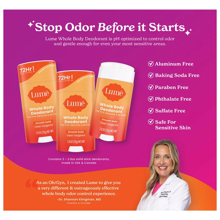 Lume Whole Body Deodorant, 2.6 oz, 3-pack