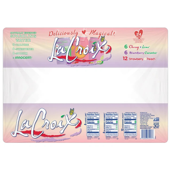 LaCroix Sparkling Water, Spring Variety Pack, 12 fl oz, 24-count