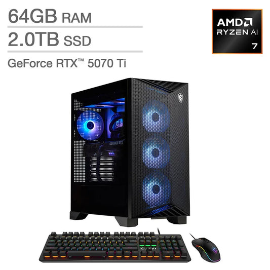 MSI Aegis ZS2 Gaming Desktop – AMD Ryzen 7 9700X - GeForce RTX 5070 Ti – 2TB – Windows 11