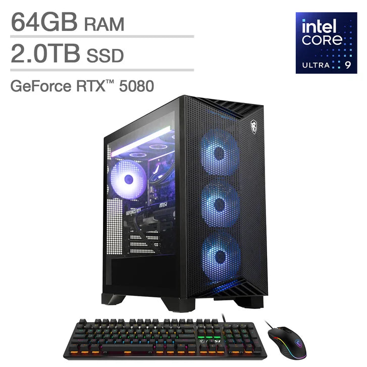 MSI Aegis R2 AI Gaming Desktop – Intel Core Ultra 9 285 - GeForce RTX 5080 – 2TB SSD – Windows 11
