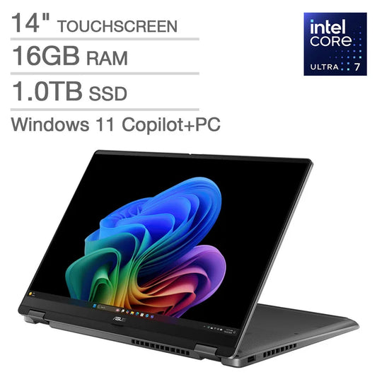 ASUS Vivobook Flip 14" OLED Touchscreen Copilot+ PC - Intel EVO Edition Powered by Intel Core Ultra 7 256V Series 2 Processor - Windows 11 - 16GB RAM - 1TB SSD