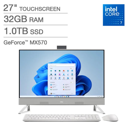 Dell All-in-One 27" Desktop - Intel Core 7 150U - FHD (1920 x 1080) Touch Display - NVIDIA GeForce MX570A - 32GB RAM - 1TB SSD - Windows 11 Home