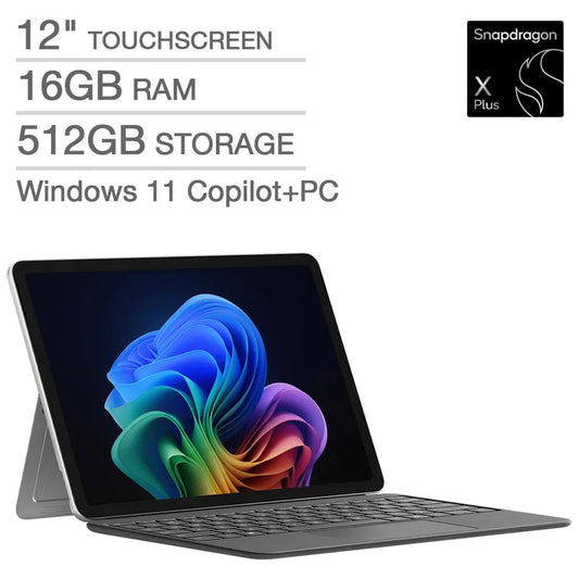 Microsoft Surface Pro Copilot+ PC Bundle - 12" PixelSense 1920 x 1280 Touchscreen - Qualcomm Snapdragon X Plus (8 core) - Windows 11 Home - 16GB RAM - 512GB UFS