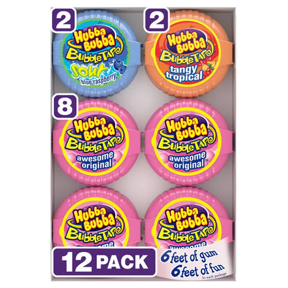 Hubba Bubba Bubble Gum Tape, Variety Pack, 2 oz, 12-count