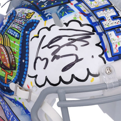 Peyton Manning Indianapolis Colts Autographed Throwback Speed Mini Helmet - Art by Charles Fazzino