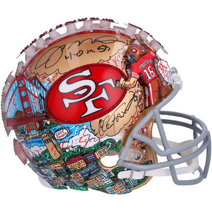 Joe Montana San Francisco 49ers Autographed Throwback Authentic Helmet with "4-0 in SB" Inscription - Art by Charles Fazzino