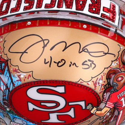 Joe Montana San Francisco 49ers Autographed Throwback Authentic Helmet with "4-0 in SB" Inscription - Art by Charles Fazzino
